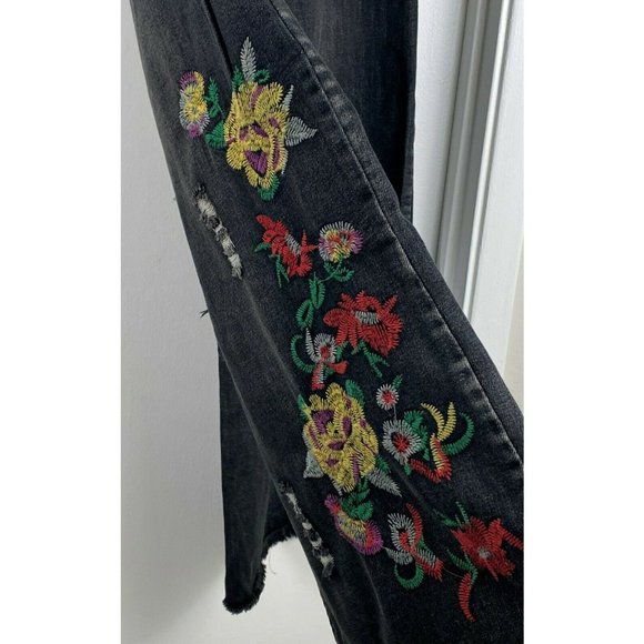 YESNO PW2 Women Cropped Pants Floral Jeans Embroidered Wide Size 3XL, NWT - Picture 9 of 11